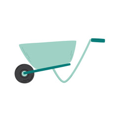 Wheelbarrow isolated on white background. Flat vector illustration of garden and farm equipment. Side view of an agriculture cart