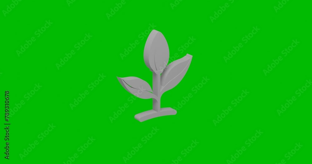 Poster animation of rotation of a white sprout symbol with shadow. simple and complex rotation. seamless lo