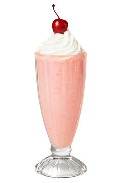 Strawberry milkshake with a maraschino cherry on top transparent png