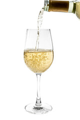 Pouring sparkling wine png into glass