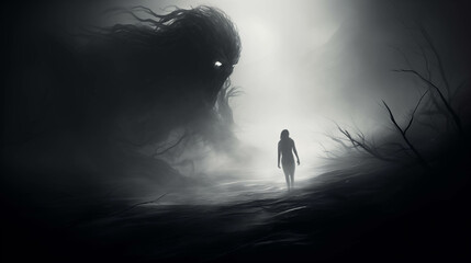 Strange shadows in the dense fog Around the rural village, shadows of demons.