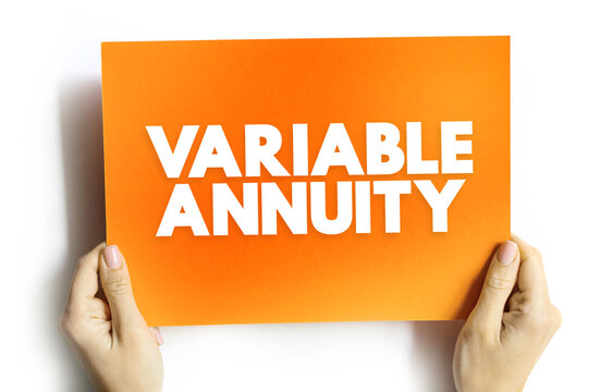Variable Annuity - type of annuity that can rise or fall in value based on the performance of its underlying investment portfolio, text concept on card