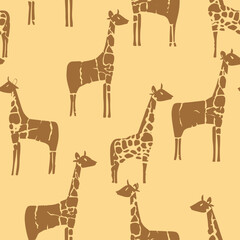 Seamless pattern with giraffes. Hand drawn vector illustration.