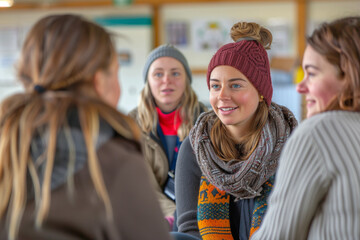 A participant with a welcoming smile in a support group, embodying the comfort of shared empathy. - AI Generated