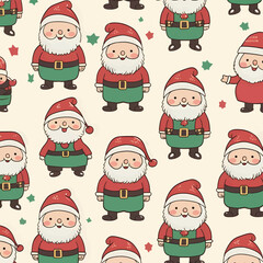 Seamless pattern with Santa Claus. Christmas background. Vector illustration.