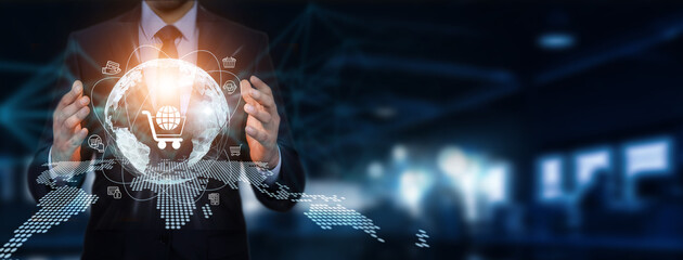 E-commerce, business technology concept. Propel development. Leverage digital platforms. Drive...