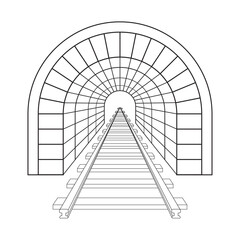 Railroad tunnel vector design isolated on gray background. Vector illustration EPS 10.