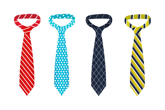 Set of necktie multicolor design isolated on white background. Vector illustration EPS 10.