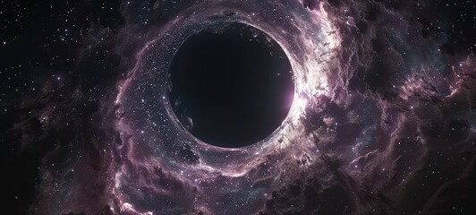 Rotating loop of a supermassive black hole with twinkling stars - 4K Rotating black hole. generative ai