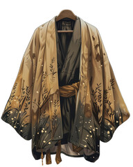 A haori kimono jacket with patterns that mimic the earthy tones of burrowing animals - obrazy, fototapety, plakaty