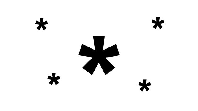Zoom in and out animation the multiply symbol. Large black symbol in the center and four small symbols around. Seamless looped 4k animation on white background