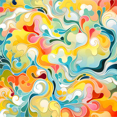 Abstract colorful background with swirls and splashes. Vector illustration.