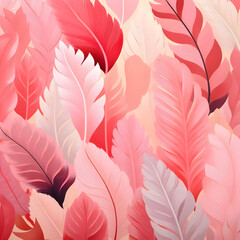 Seamless pattern with pink and white feathers. Vector illustration.