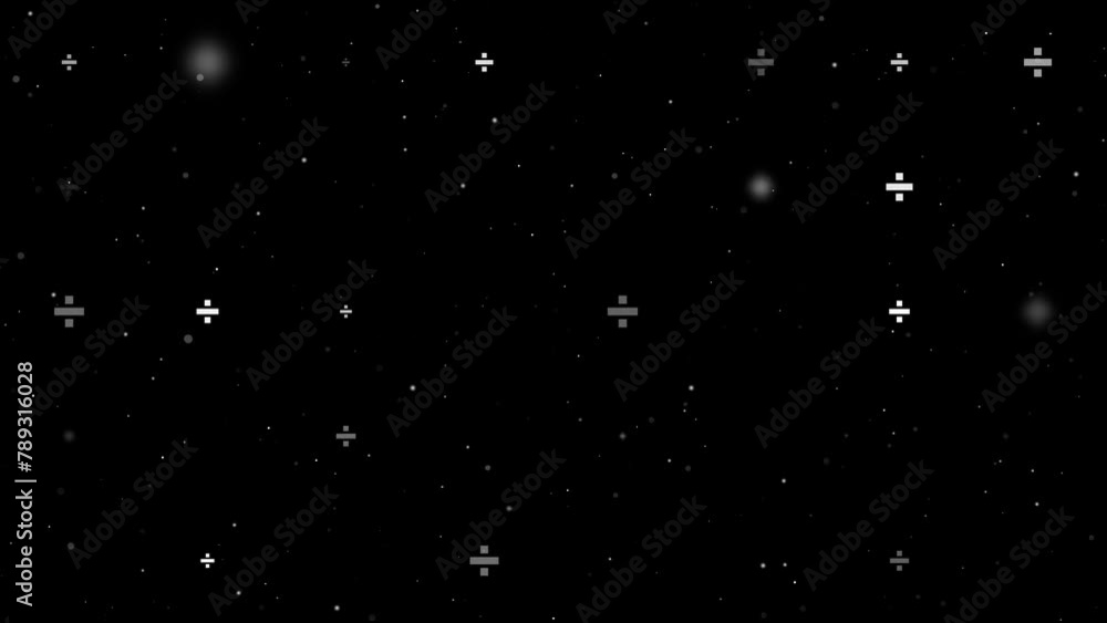 Poster template animation of evenly spaced division symbols of different sizes and opacity. animation of tr