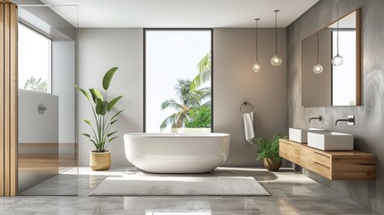Fototapeta na wymiar bathroom with a modern and luxurious feel
