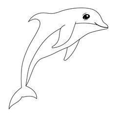Outline cartoon dolphin. Single animal 	