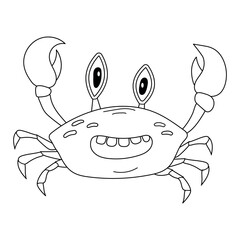 Outline crab. Cartoon sea animal. Colouring page. Vector illustration for children	