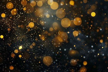 abstract bokeh background in black gold and yellow blurred lights effect - obrazy, fototapety, plakaty