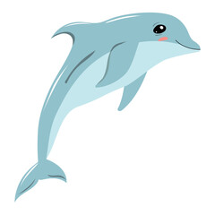 Cartoon dolphin vector illustration. Dolphin jumping on a white background