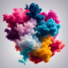 Abstract Colorful Smoke, colorful Powder Color Explosion, Colorful Rainbow Holi Paint Color Powder Explosion Isolated With White Background	
