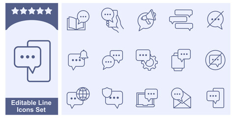 Chat and message icon set. dialogue speech message balloon symbol template for graphic and web design collection logo vector illustration