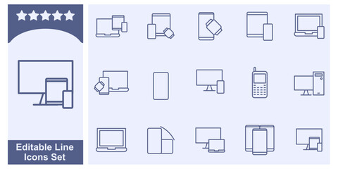 device icon set. Electronic devices and gadgets symbol template for graphic and web design collection logo vector illustration
