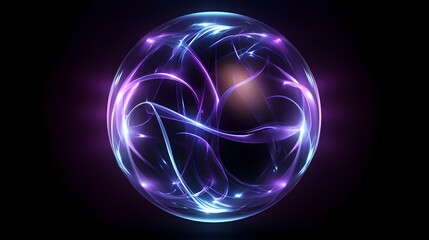 Luminescent Electromagnetic Plasma Orb - Pulsating Blue and Purple Energy Field in Futuristic Sci-Fi Landscape