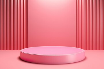 Pink object podium stand for sample product showcase display. Good for product presentation. Generative AI