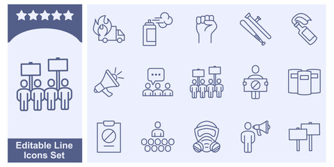 Protest icon set. Demonstration symbol template for graphic and web design collection logo vector illustration