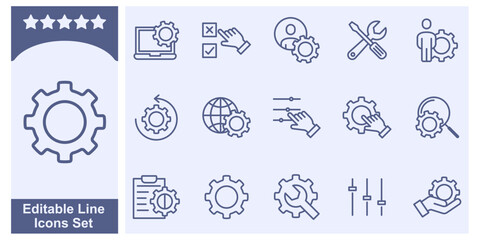 setting icon set. setting management symbol template for graphic and web design collection logo vector illustration