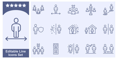 social distancing icon set. distance social symbol template for graphic and web design collection logo vector illustration