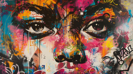 Vibrant urban graffiti art on walls, showcasing street culture and bold expressions