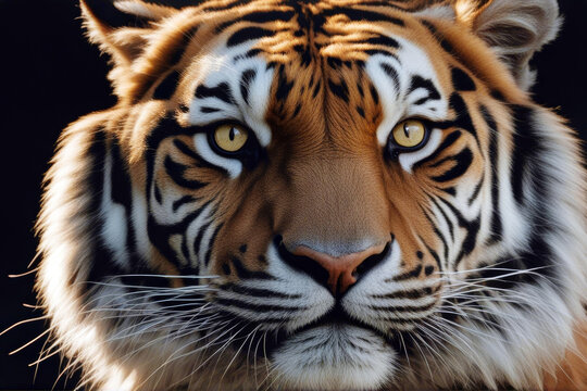 tiger close background isolated black face predator animal cute baby jungle angry colours africa aggressive mammal orange beautiful drop panther bengal roaring expression tigress