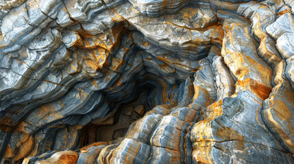 Majestic rock formation with intricate natural patterns and textures - 789323269