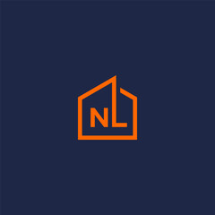 NL monogram logo inside house building shape - obrazy, fototapety, plakaty