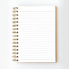 Ruled notebook mockup on a white table