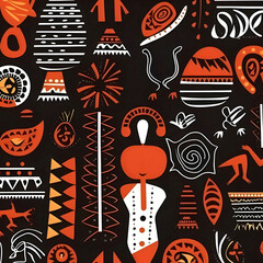 Seamless pattern with african ethnic elements. Vector illustration.