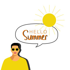 Bright man in sunglasses, hello bright summer.