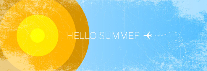 Summer banner hello summer, the time of bright warm impressions.