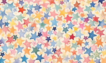 Watercolor stars background. Hand painted watercolor stars seamless pattern.