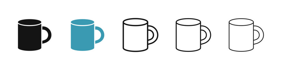 Mug line icon set. espresso coffee cup icon for UI designs.