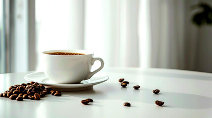 Fototapeta na wymiar portrait photograph cup of coffee, advertising