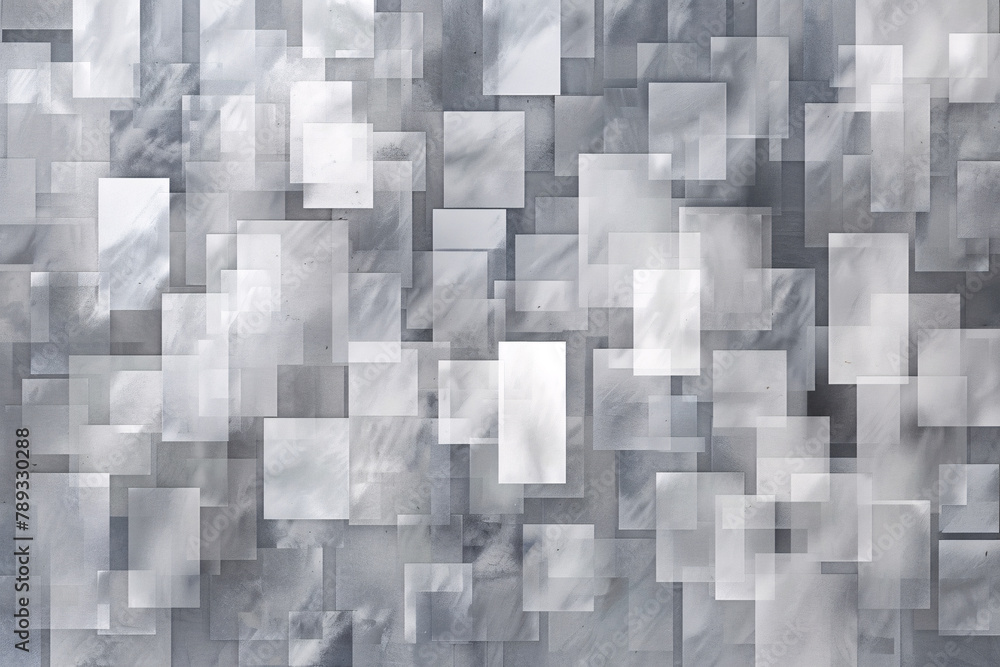 Poster grey abstract background with a random arrangement of shaded squares in a three-dimensional appearan