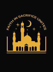 Eid T-Shirt Design Vector File , Typography T-Shirt Design, Simple Eid Mubarak T shirt design, Islamic T-shirt design, Template for background, banner, card, poster, t-shirt with text inscription.