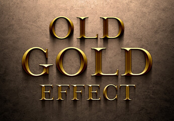 Old Gold Text Effect Mockup - obrazy, fototapety, plakaty