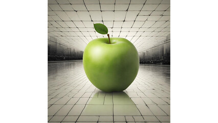 green apple on a black background