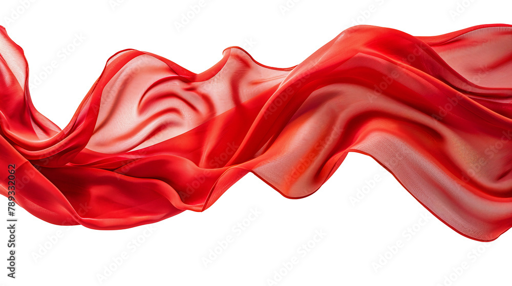 Poster smooth elegant red satin isolated on transparent background. abstract design element. generative ai