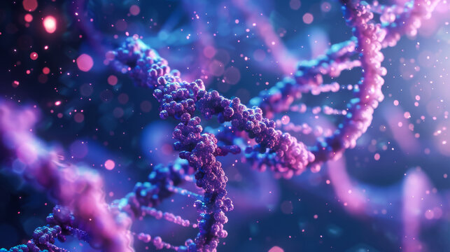 Abstract DNA plexus structure with blue, green helix. Science concept, experiments, research.