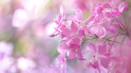 Close up of pink flowers. The flowers are surrounded by green leaves.