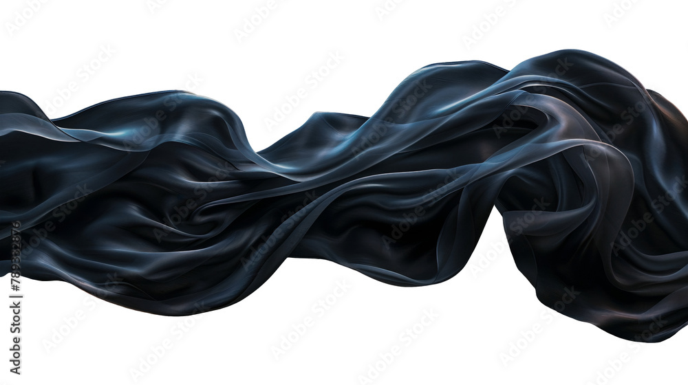 Poster smooth elegant black satin isolated on transparent background. abstract design element. generative a